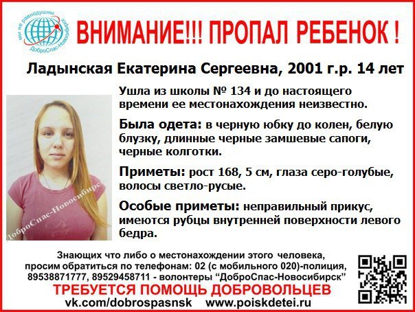 Девочка пропала по пути из школы в Новосибирске